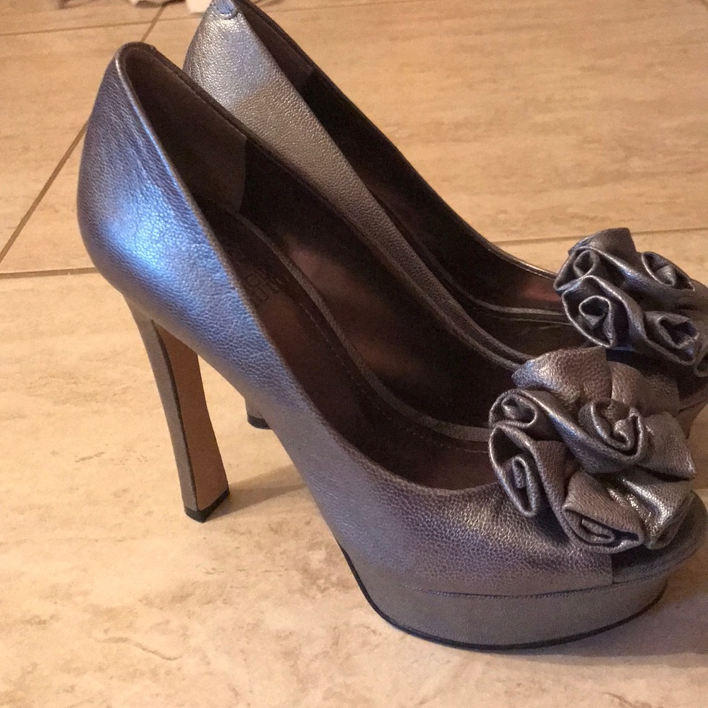 Vince Camuto Pewter platform heels. Worn once.